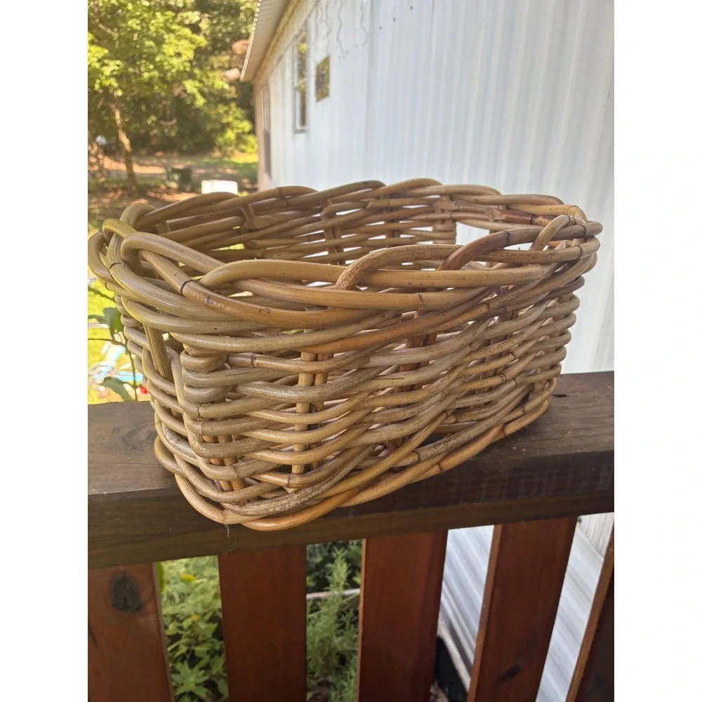 Unbranded Wicker Basket Home OS Brown Excellent Thick Chunky Weave Rattan Bin
